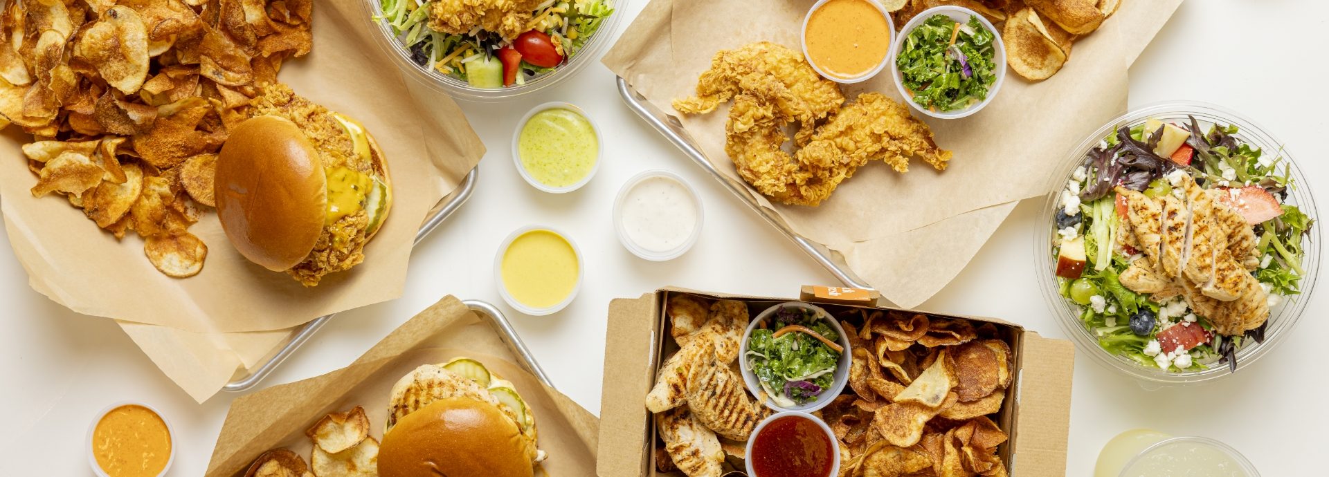 Flock & Fresh fast-casual chicken restaurant interior — Dallas TX